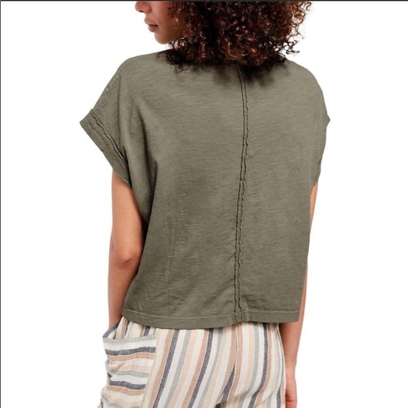 *NEW* FREE PEOPLE “YOU ROCK” T-Shirt Washed Army - Picture 3 of 3